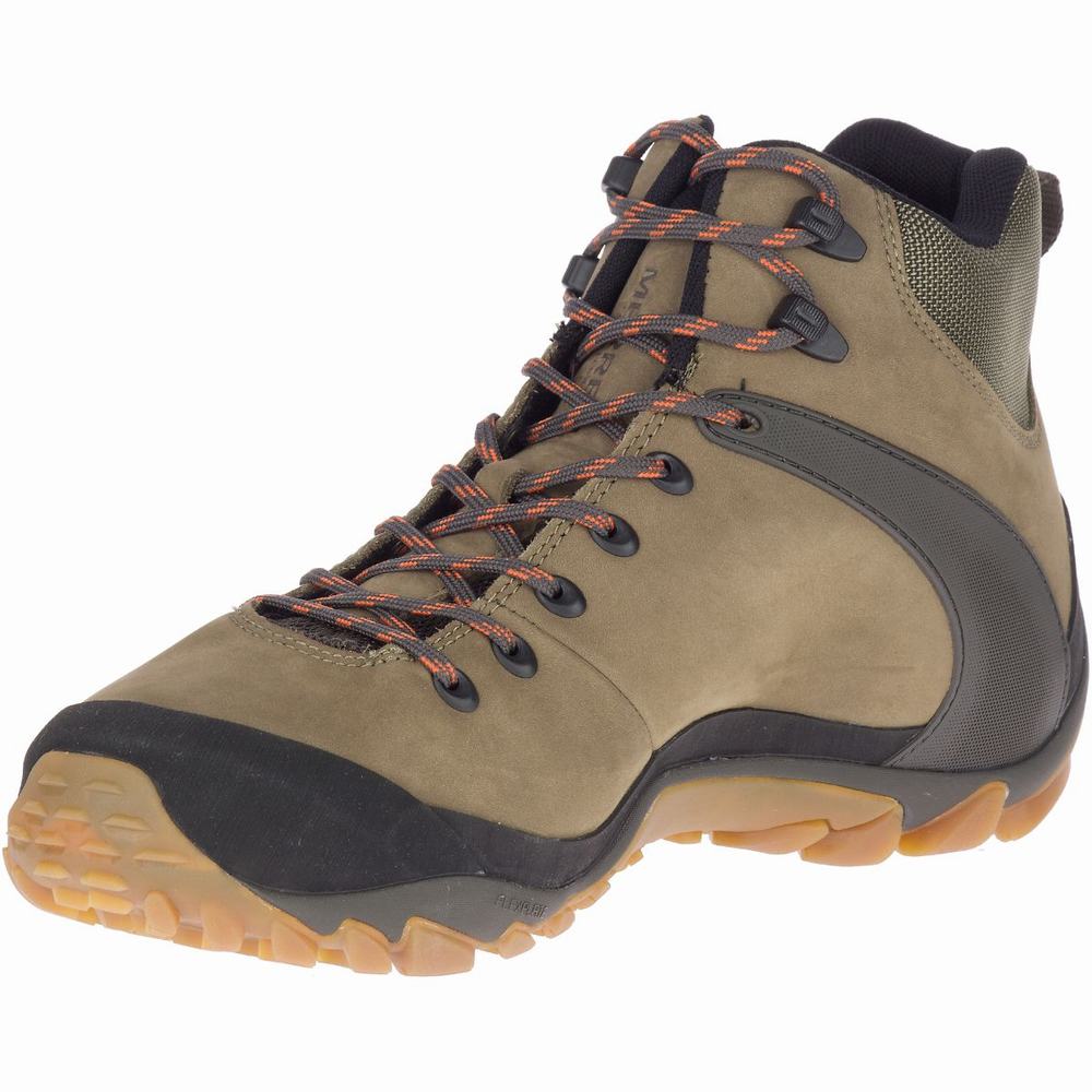 Merrell Rebajas Merrell Chameleon 8 Leather Mid Waterproof Botas De Montana Para Hombre Verde Oliva